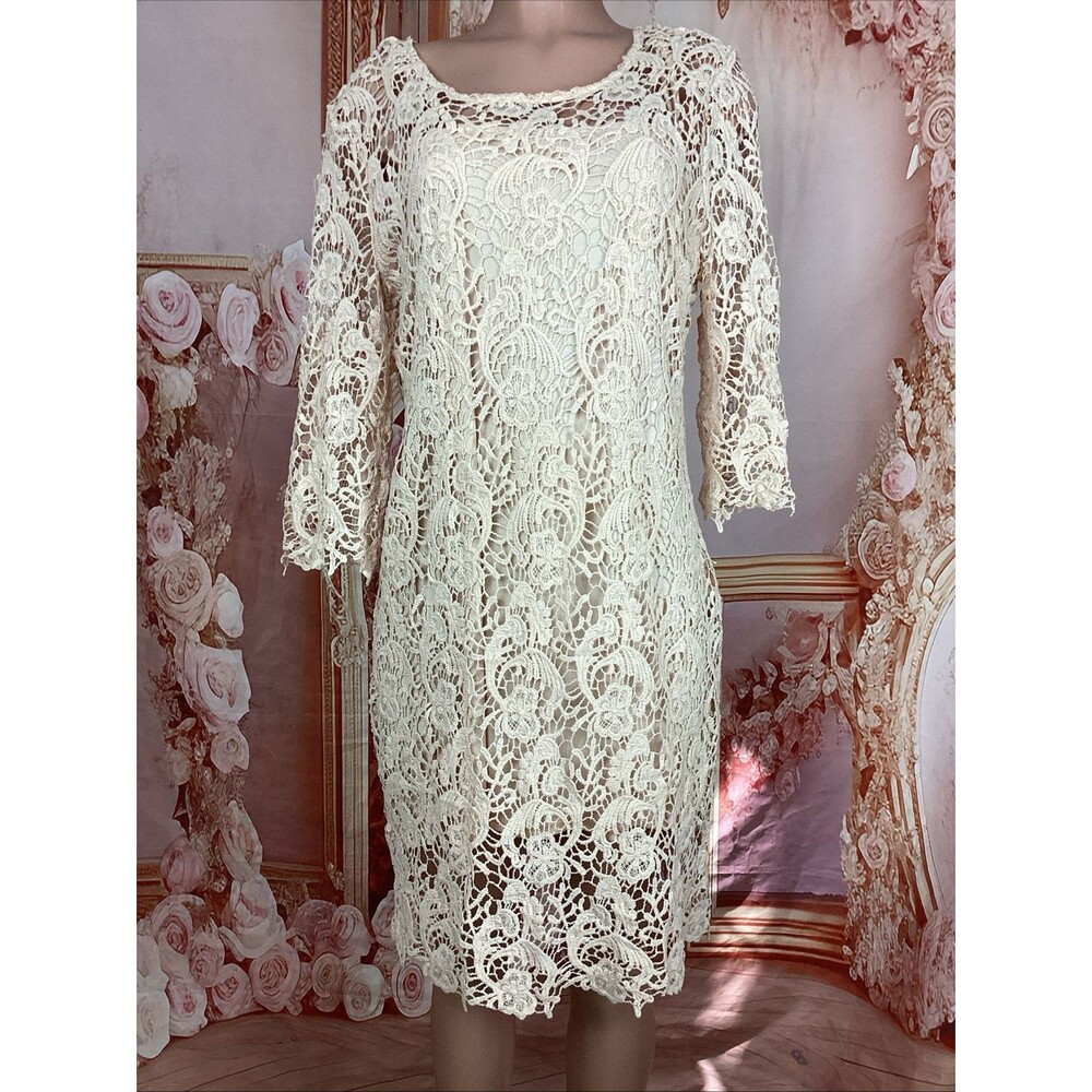 Cato Lace Sheath Dress Blush Pink 3/4 Sleeve Lined Women’s Size 16